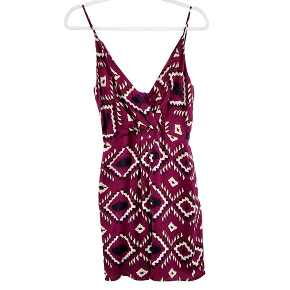 Vintage Rory Beca 100% Silk Purple Black White Geometric Print Mini Dress Sz 2 - Picture 1 of 8